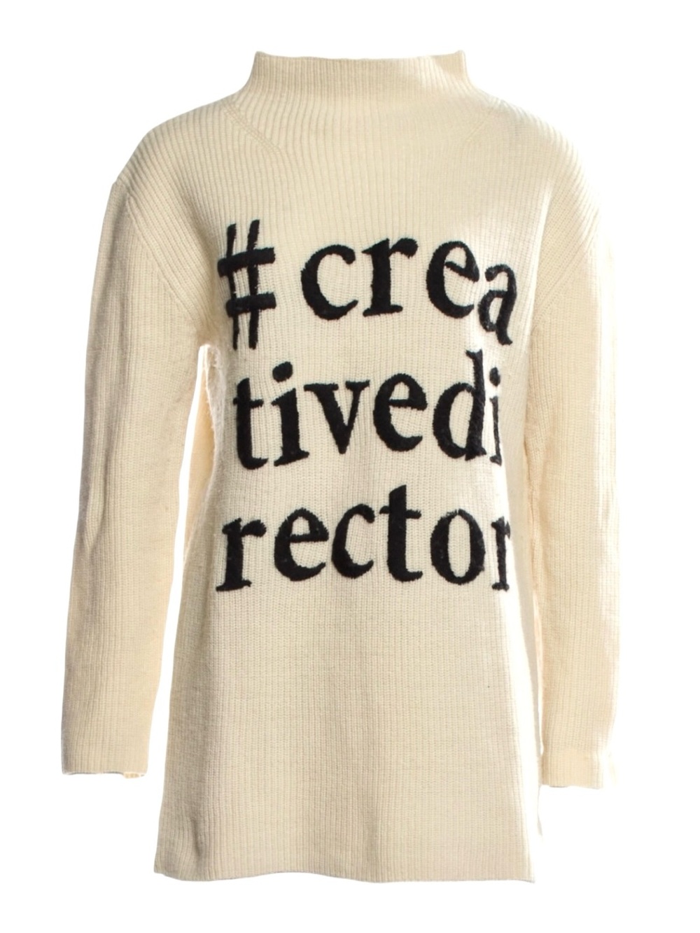 MOSCHINO CHEAP & CHIC Cream Graphic Wool Knit Sweater with Black Lettering M